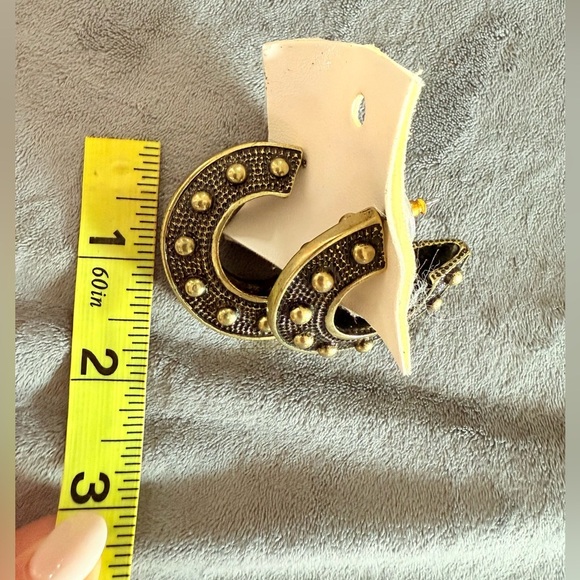 Free People Studded Gold and Black Hoop Earrings - Picture 2 of 2